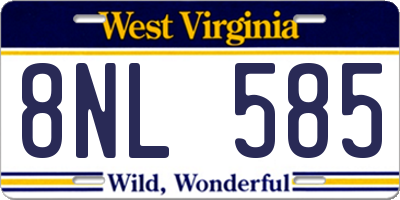 WV license plate 8NL585