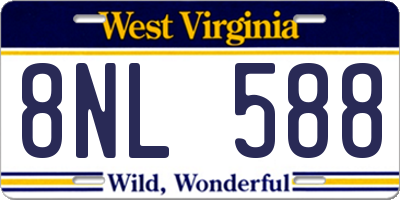 WV license plate 8NL588