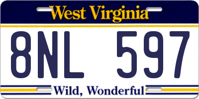 WV license plate 8NL597