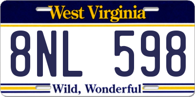 WV license plate 8NL598