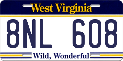 WV license plate 8NL608