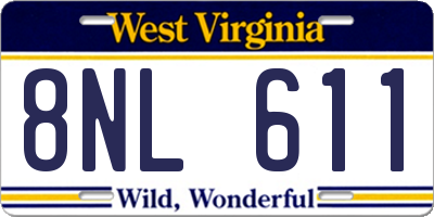 WV license plate 8NL611