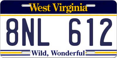 WV license plate 8NL612