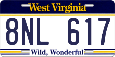 WV license plate 8NL617