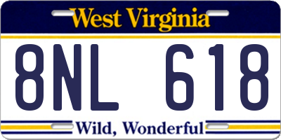 WV license plate 8NL618