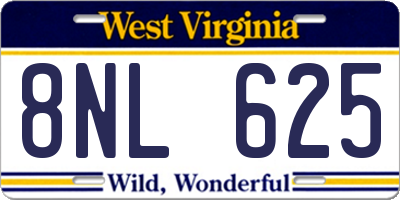 WV license plate 8NL625