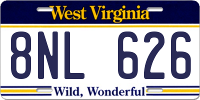 WV license plate 8NL626