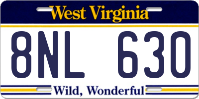 WV license plate 8NL630