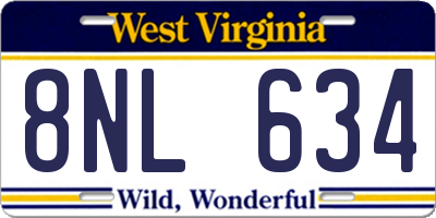 WV license plate 8NL634