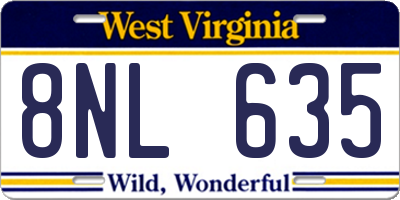 WV license plate 8NL635