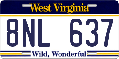 WV license plate 8NL637