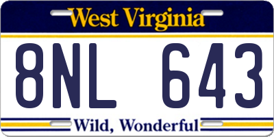 WV license plate 8NL643