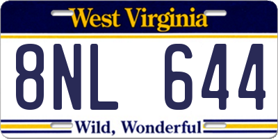 WV license plate 8NL644
