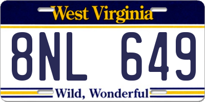 WV license plate 8NL649