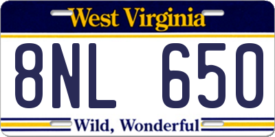 WV license plate 8NL650