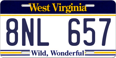 WV license plate 8NL657