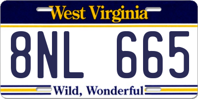 WV license plate 8NL665