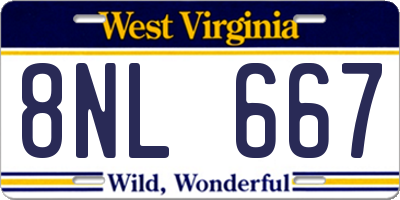 WV license plate 8NL667