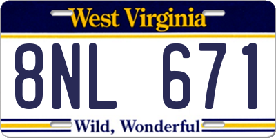 WV license plate 8NL671