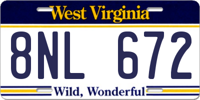 WV license plate 8NL672