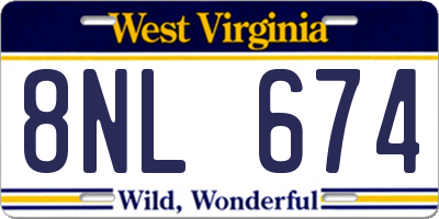WV license plate 8NL674