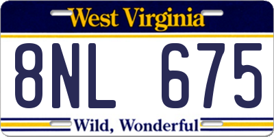WV license plate 8NL675