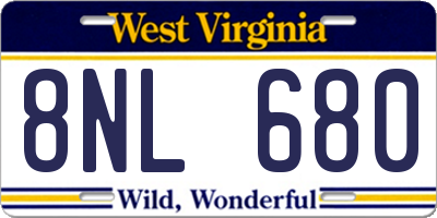 WV license plate 8NL680