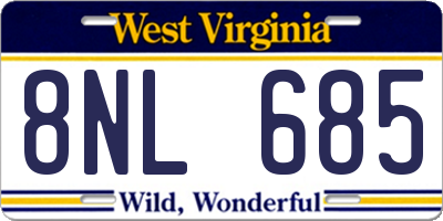 WV license plate 8NL685