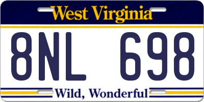 WV license plate 8NL698