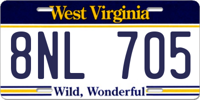 WV license plate 8NL705
