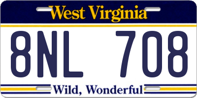 WV license plate 8NL708