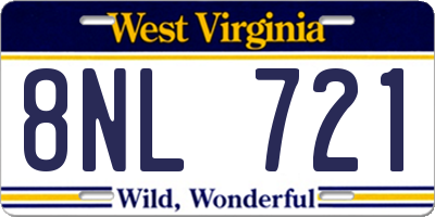 WV license plate 8NL721