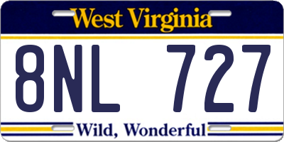 WV license plate 8NL727