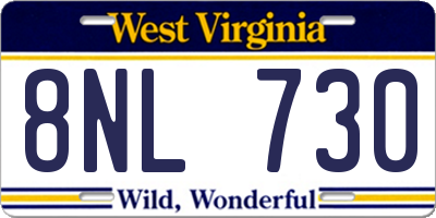 WV license plate 8NL730