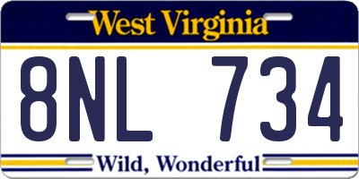 WV license plate 8NL734
