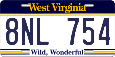 WV license plate 8NL754