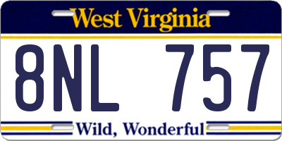 WV license plate 8NL757