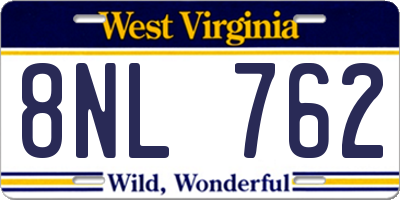 WV license plate 8NL762