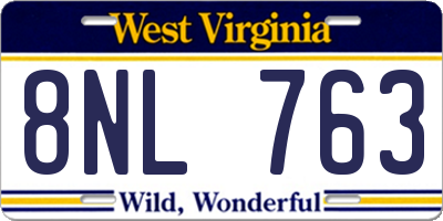 WV license plate 8NL763