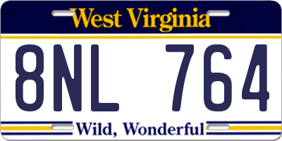 WV license plate 8NL764