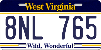WV license plate 8NL765
