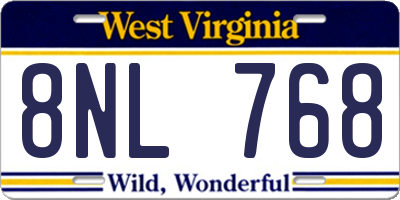 WV license plate 8NL768