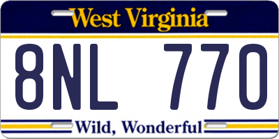 WV license plate 8NL770