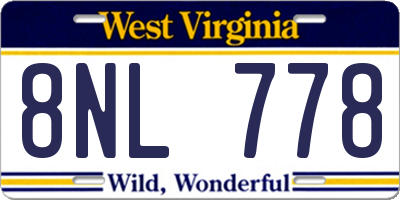 WV license plate 8NL778