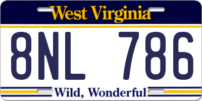 WV license plate 8NL786