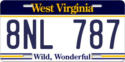 WV license plate 8NL787