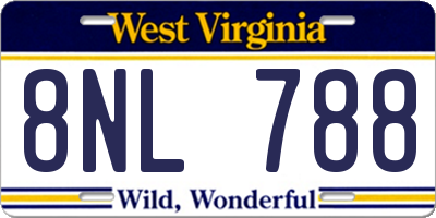 WV license plate 8NL788