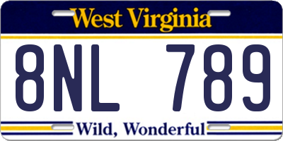 WV license plate 8NL789