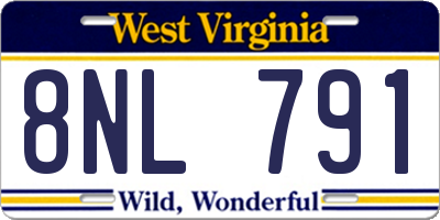 WV license plate 8NL791