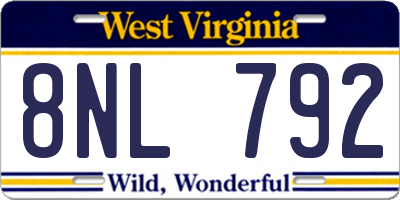 WV license plate 8NL792